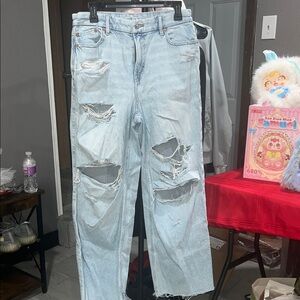 American Eagle Outfitters Light Blue Distressed Boyfriend Jeans
